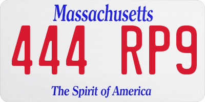 MA license plate 444RP9