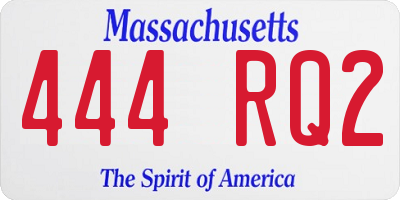 MA license plate 444RQ2