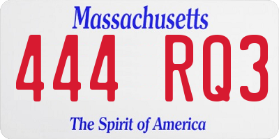 MA license plate 444RQ3