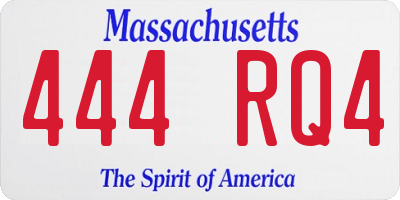 MA license plate 444RQ4