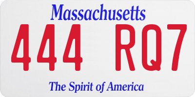 MA license plate 444RQ7