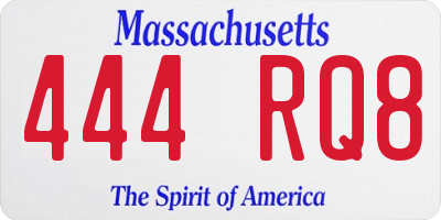 MA license plate 444RQ8