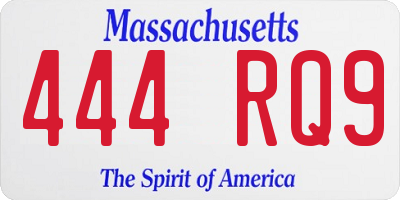 MA license plate 444RQ9