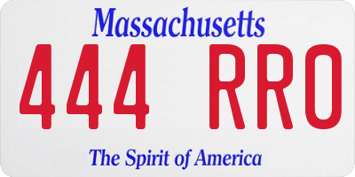 MA license plate 444RR0