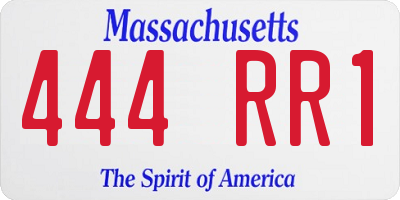 MA license plate 444RR1