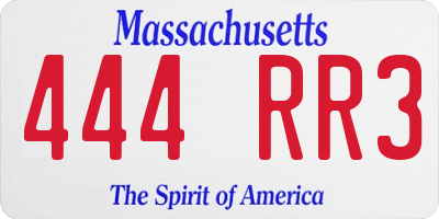 MA license plate 444RR3