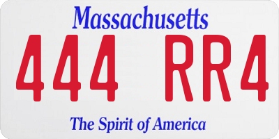 MA license plate 444RR4