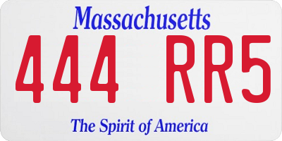MA license plate 444RR5