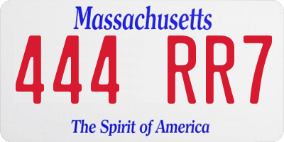 MA license plate 444RR7