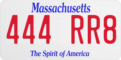 MA license plate 444RR8