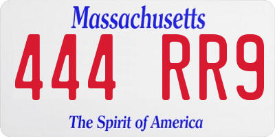 MA license plate 444RR9