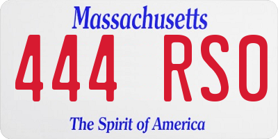 MA license plate 444RS0