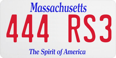 MA license plate 444RS3