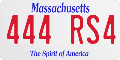 MA license plate 444RS4
