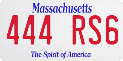 MA license plate 444RS6