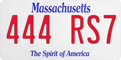 MA license plate 444RS7