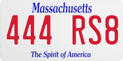 MA license plate 444RS8