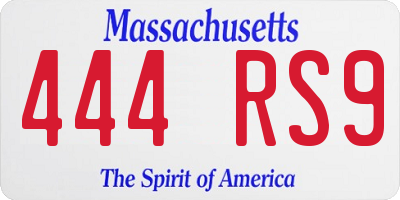 MA license plate 444RS9