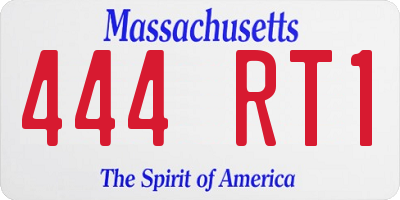 MA license plate 444RT1