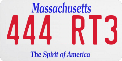 MA license plate 444RT3
