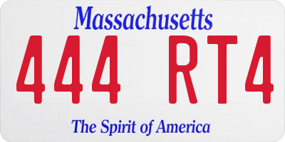 MA license plate 444RT4