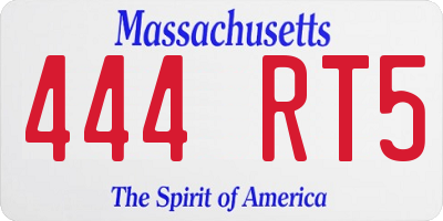 MA license plate 444RT5