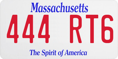 MA license plate 444RT6