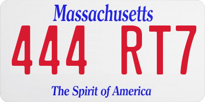 MA license plate 444RT7