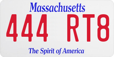 MA license plate 444RT8