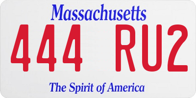 MA license plate 444RU2