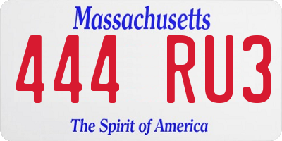 MA license plate 444RU3