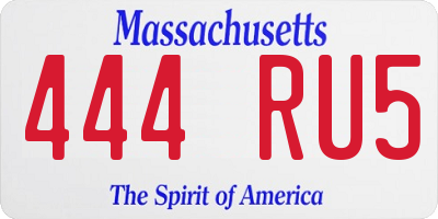 MA license plate 444RU5