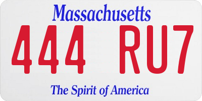 MA license plate 444RU7