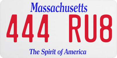 MA license plate 444RU8