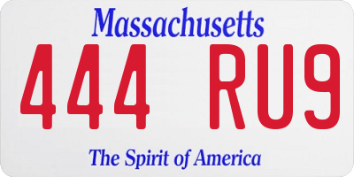 MA license plate 444RU9