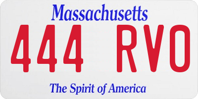 MA license plate 444RV0
