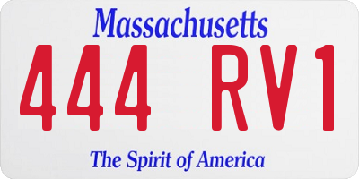 MA license plate 444RV1