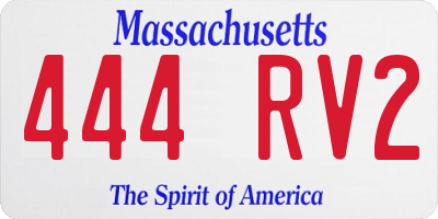 MA license plate 444RV2