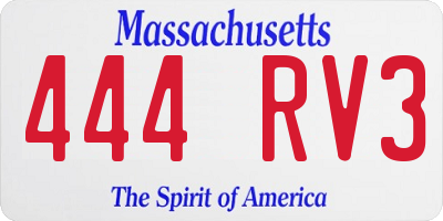 MA license plate 444RV3