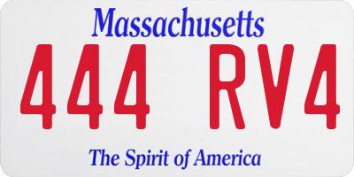 MA license plate 444RV4