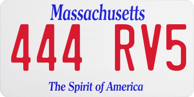MA license plate 444RV5