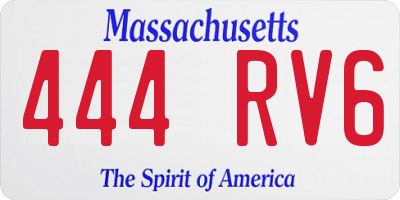 MA license plate 444RV6