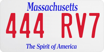MA license plate 444RV7