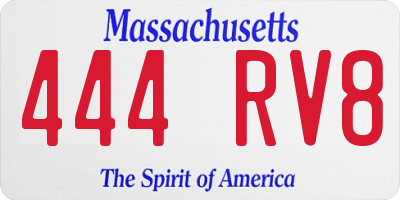 MA license plate 444RV8