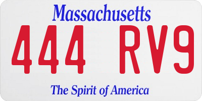 MA license plate 444RV9