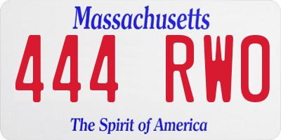 MA license plate 444RW0