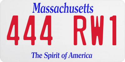 MA license plate 444RW1