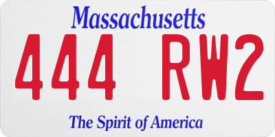 MA license plate 444RW2