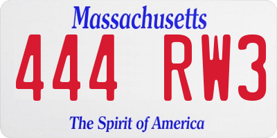 MA license plate 444RW3