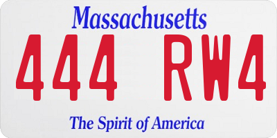 MA license plate 444RW4